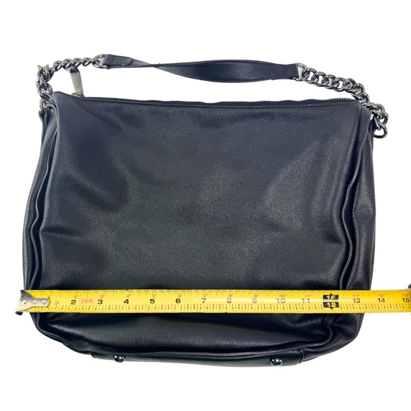 Charming Charlie Black Leather Hobo Shoulder Hand Bag with Silver Chain - Picture 11 of 12